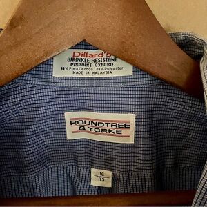 Dillard’s Roundtree & Yorke Navy Grid Men's Dress Shirt